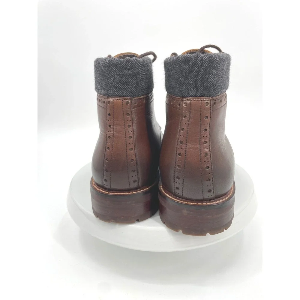 Warfield & Grand Porter Boots Mens 12 Brown Leather Brogue Cap Toe Lug Sole Gorp